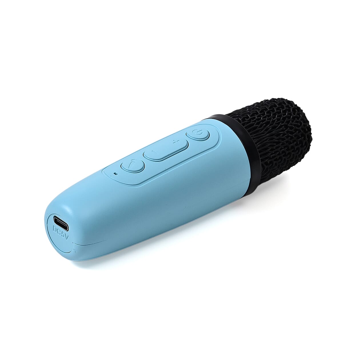 Mini Bluetooth Karaoke Speaker with Colorful LED lights and 2pc Wireless Microphone - Blue image number 5