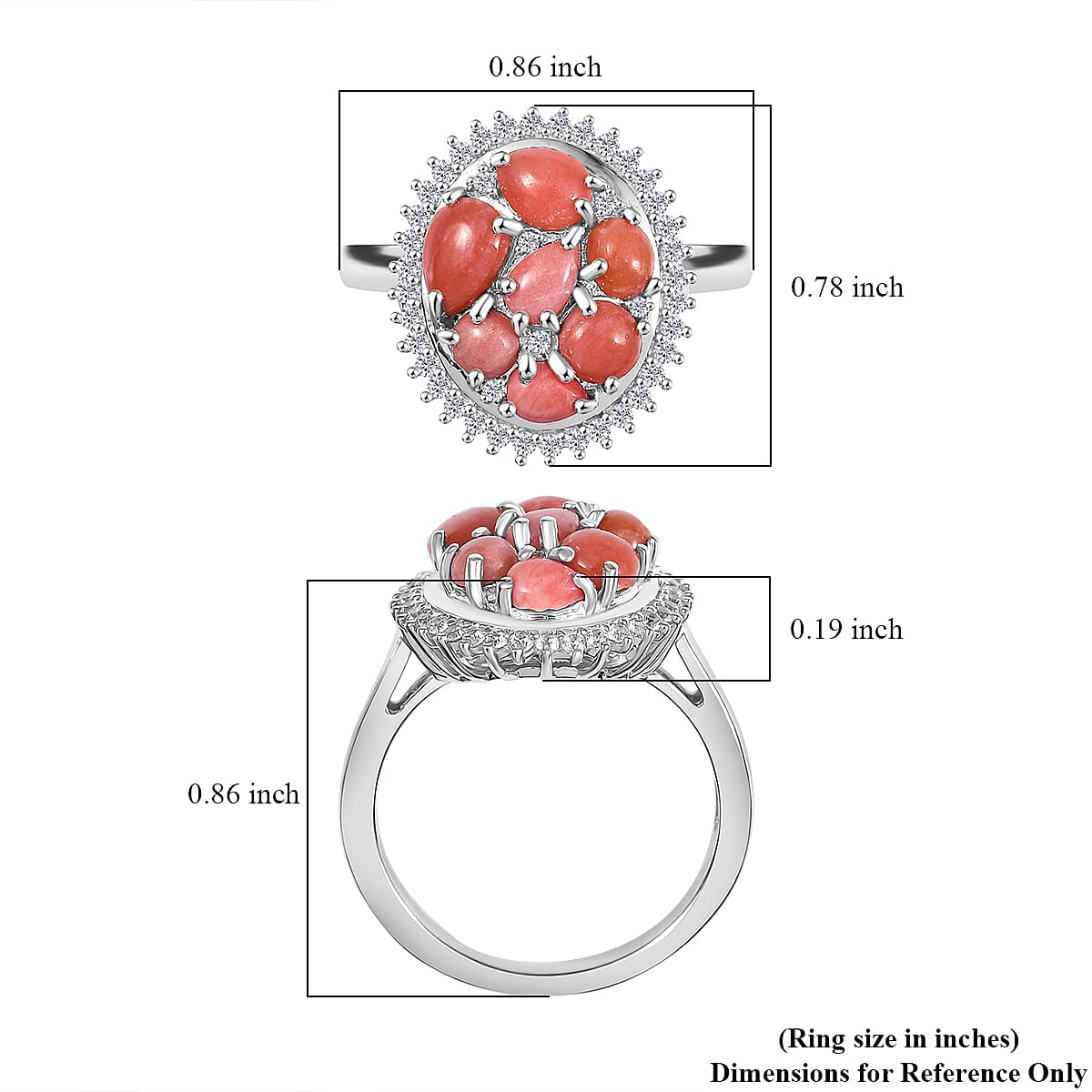 Karis Oregon Peach Opal and White Zircon 1.85 ctw Blooming Ring in Platinum Bond (Size 5.0) image number 5