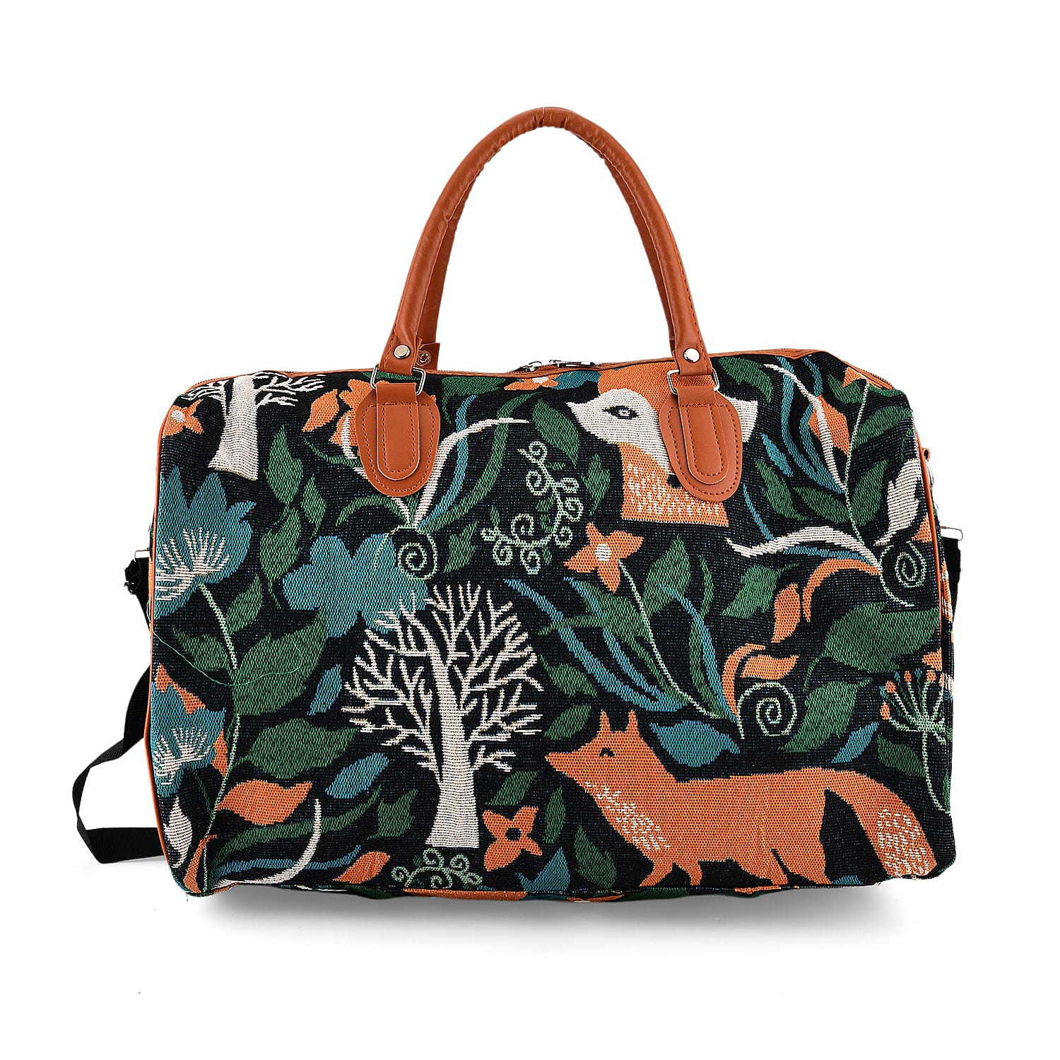 La Marey Multi Color Fox Print Polyester Duffel Bag