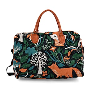 La Marey Multi Color Fox Print Polyester Duffel Bag