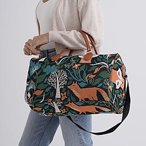 La Marey Multi Color Fox Print Polyester Duffel Bag