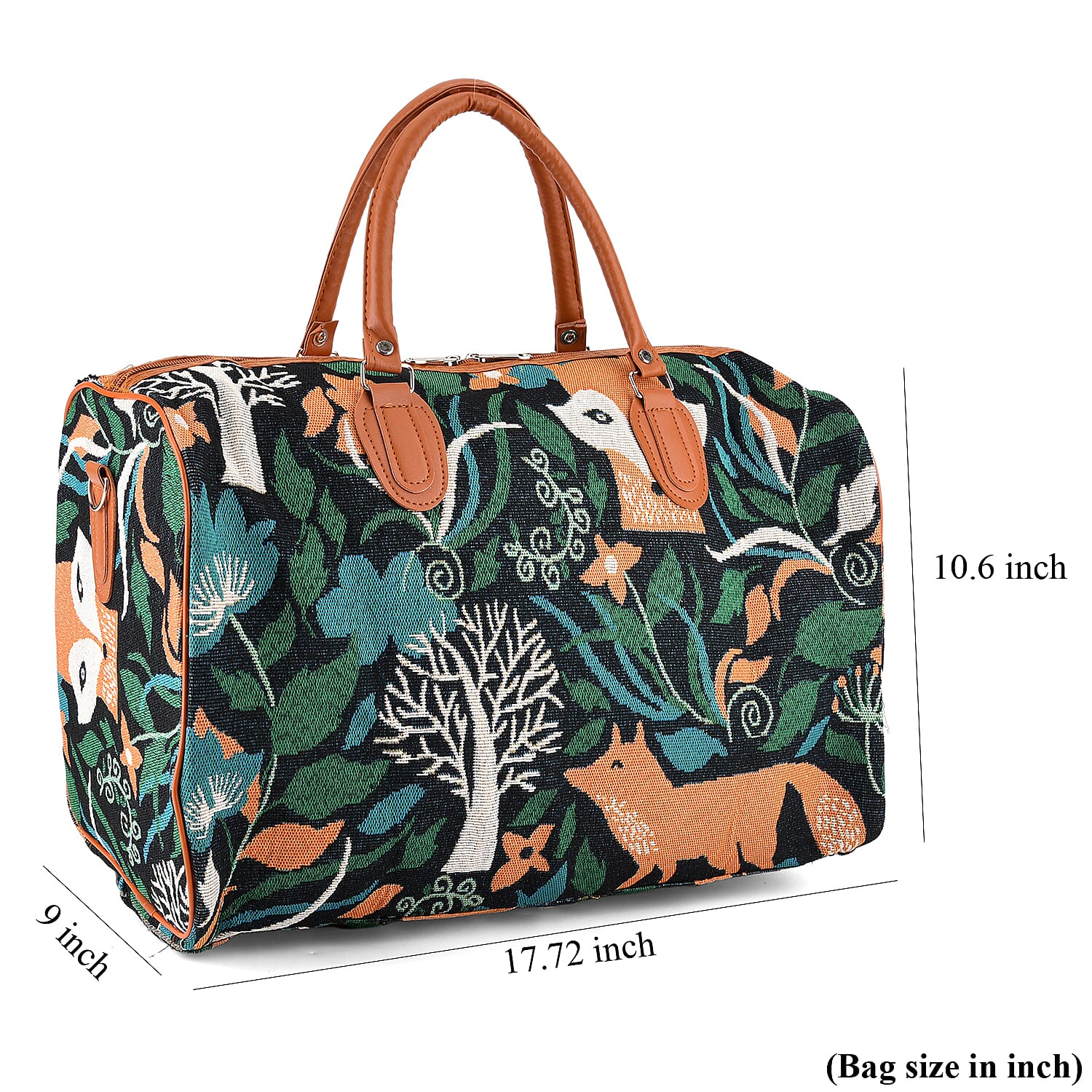 La Marey Multi Color Fox Print Polyester Duffel Bag