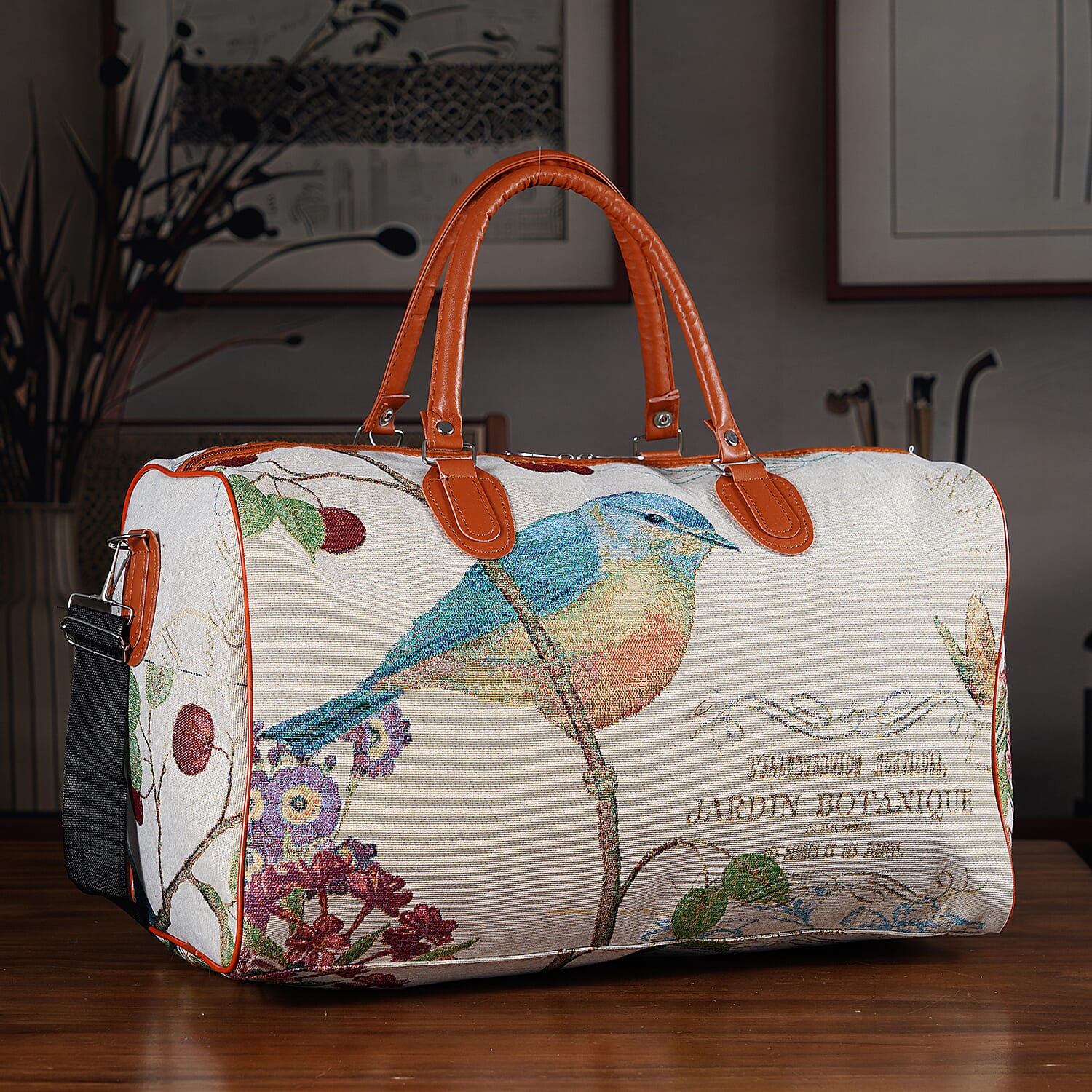 La Marey Multi Color Bird Print Polyester Duffel Bag