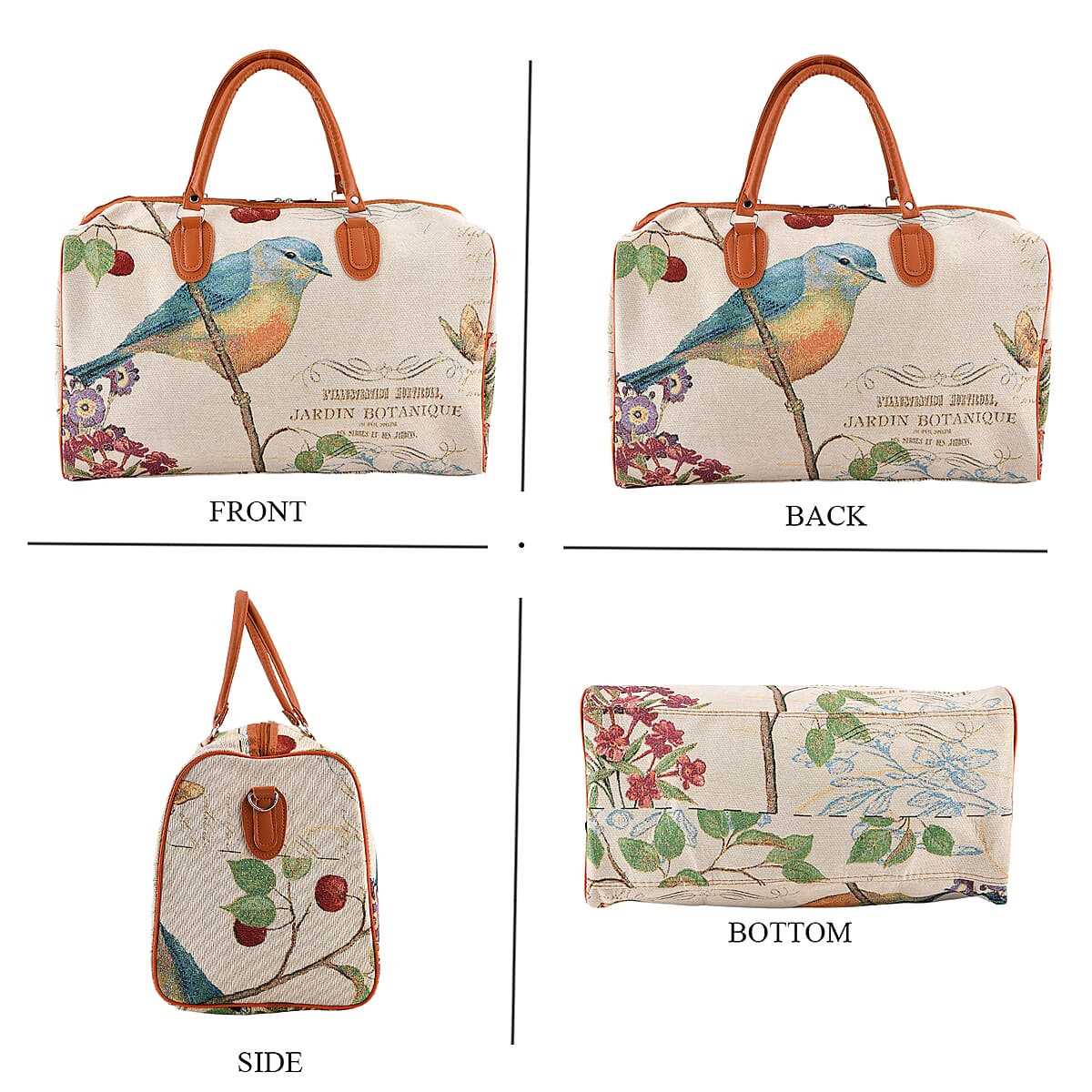 La Marey Multi Color Bird Print Polyester Duffel Bag image number 4