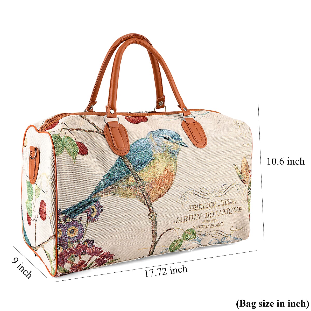 La Marey Multi Color Bird Print Polyester Duffel Bag image number 7