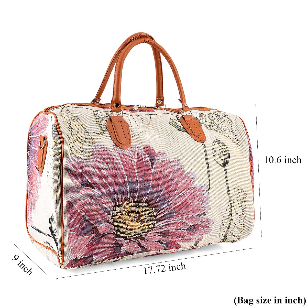 La Marey Multi Color Daisy Print Polyester Duffel Bag image number 7