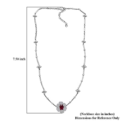 GP Italian Garden Collection Premium Niassa Ruby and White Zircon 6.65 ctw Necklace in Rhodium Over Sterling Silver 18 Inches