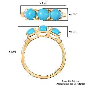 Sleeping Beauty Turquoise and Diamond 1.47 ctw Fancy Ring in 14K YG Plated Sterling Silver (Size 8.0)