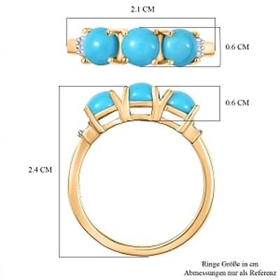 Sleeping Beauty Turquoise and Diamond 1.47 ctw Fancy Ring in 14K YG Plated Sterling Silver (Size 8.0)