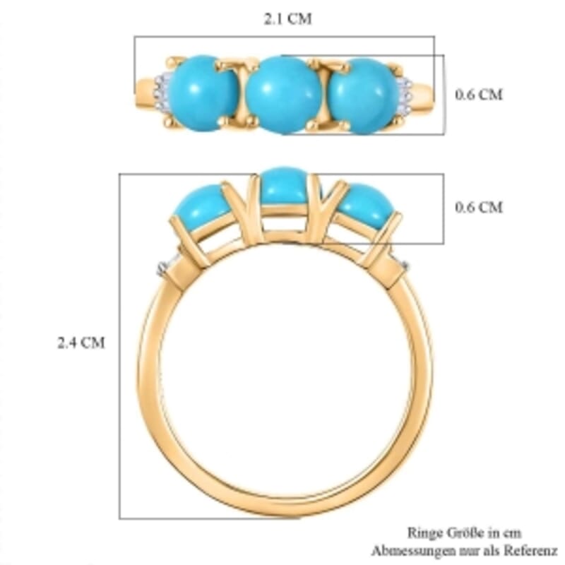 Sleeping Beauty Turquoise and Diamond 1.47 ctw Fancy Ring in 14K YG Plated Sterling Silver (Size 8.0)