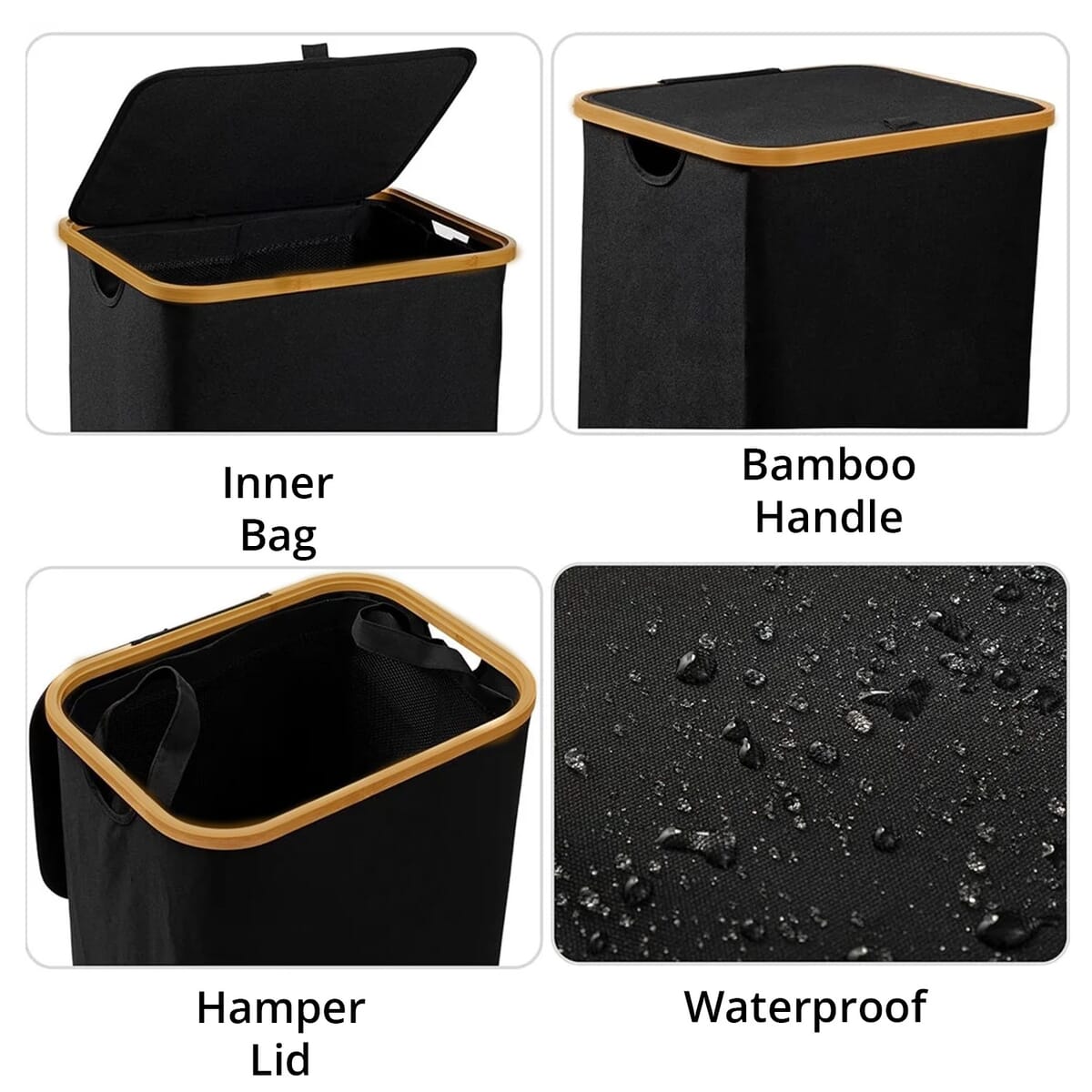 CLOSEOUT Hennez Adreian Collapsible Laundry Basket - Medium (100L) - Dark Grey image number 2
