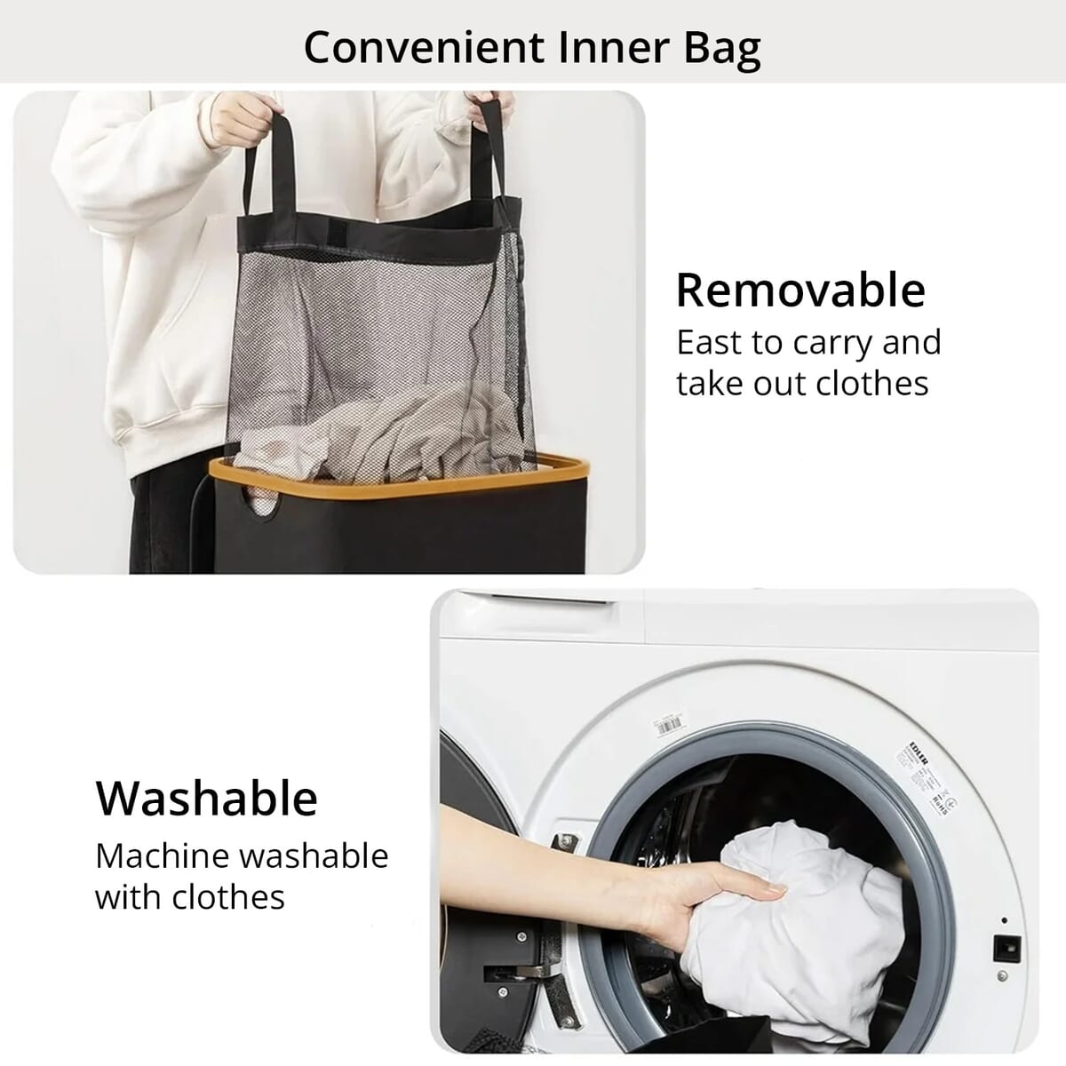 CLOSEOUT Hennez Adreian Collapsible Laundry Basket - Medium (100L) - Dark Grey image number 4