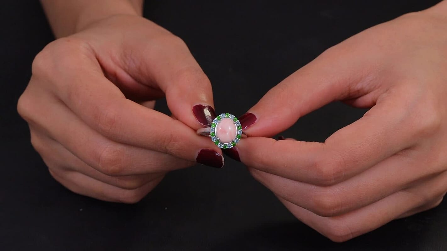 Karis Oregon Peach Opal, Multi Gemstone Ring in Platinum Bond (Size 10.0) 2.35 ctw