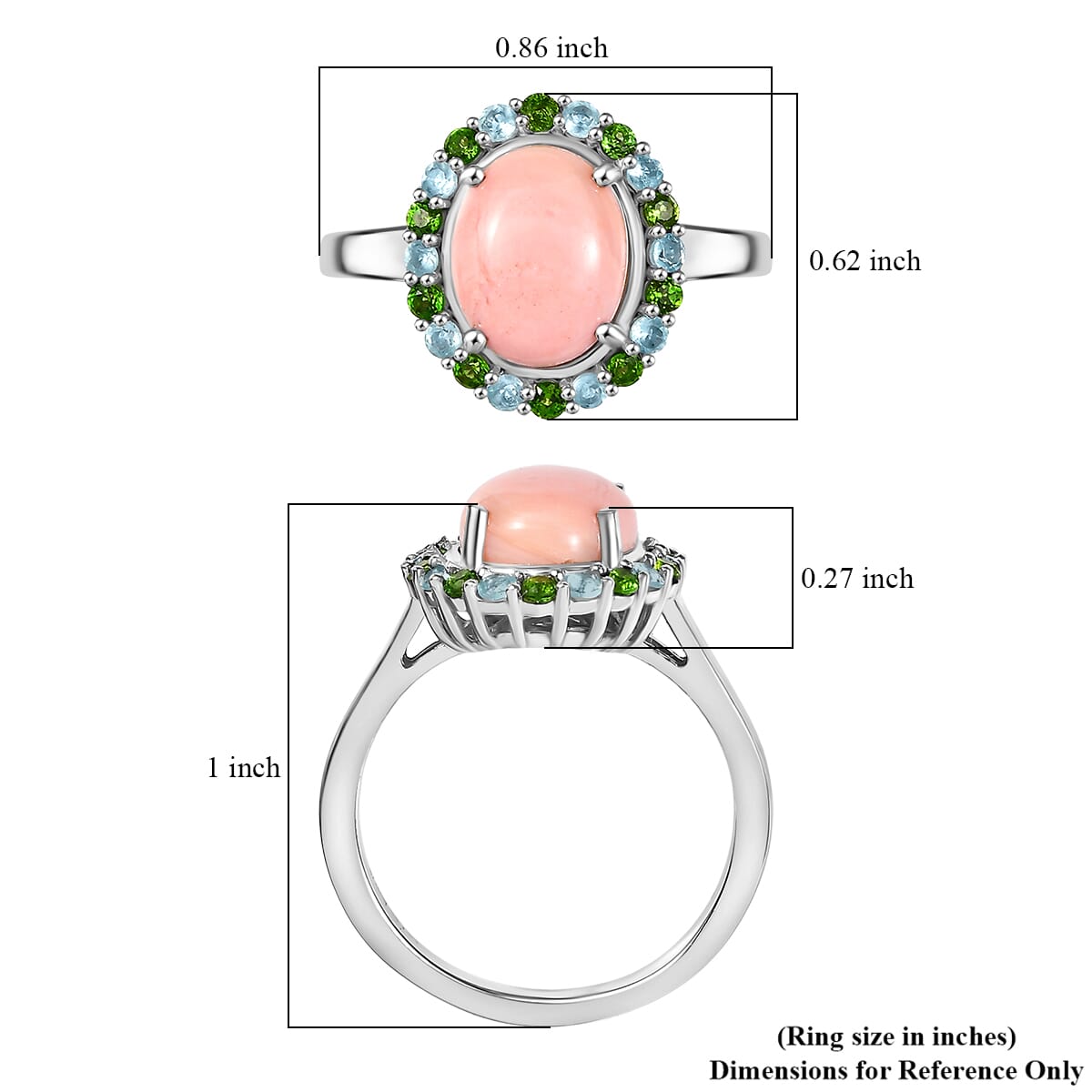 Karis Oregon Peach Opal, Multi Gemstone Ring in Platinum Bond (Size 10.0) 2.35 ctw image number 5