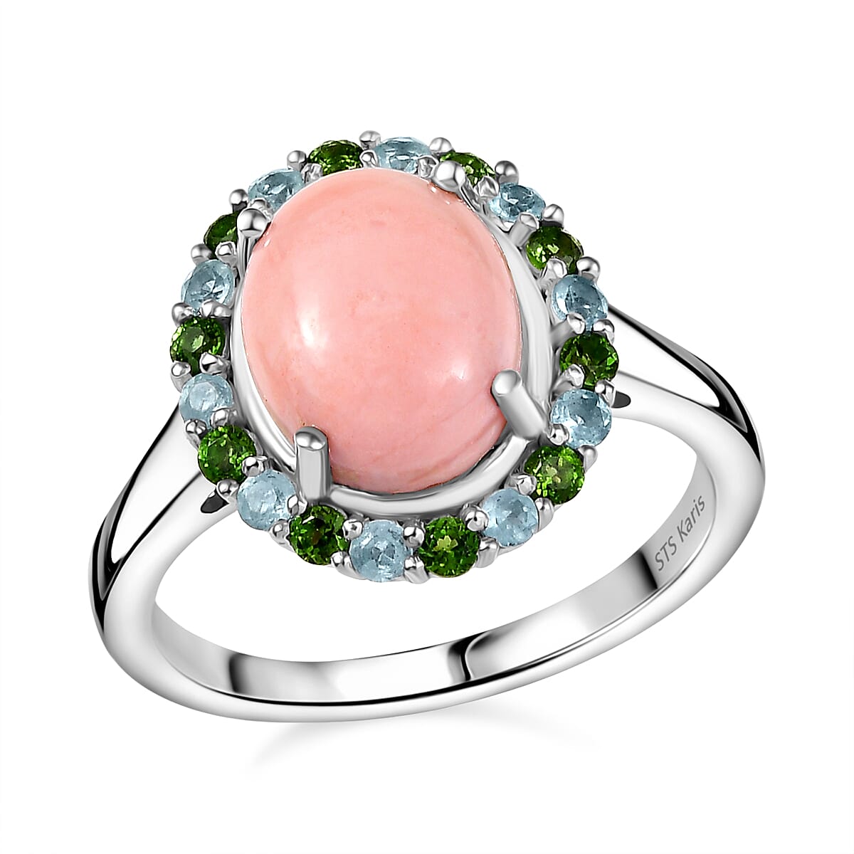 Karis Oregon Peach Opal and Multi Gemstone 2.35 ctw Blooming Ring in Platinum Bond (Size 7.0) image number 0