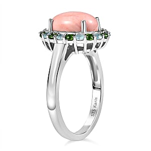 Karis Oregon Peach Opal and Multi Gemstone 2.35 ctw Blooming Ring in Platinum Bond (Size 7.0)