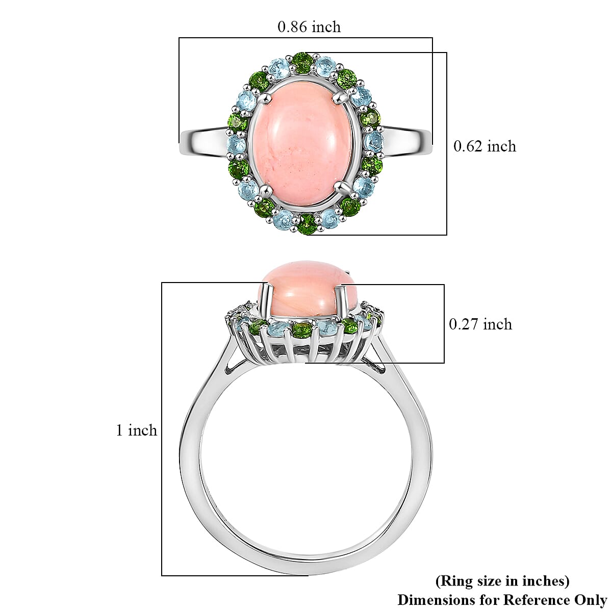 Karis Oregon Peach Opal and Multi Gemstone 2.35 ctw Blooming Ring in Platinum Bond (Size 7.0) image number 5