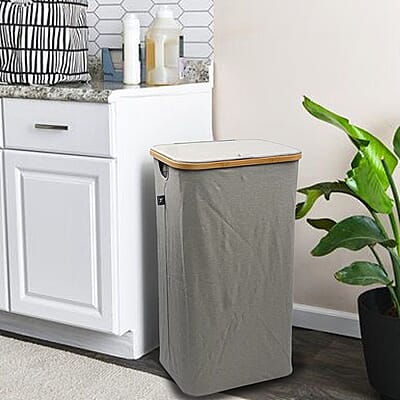 CLOSEOUT Hennez Adreian Collapsible Laundry Basket - Medium (100L) - Light Grey