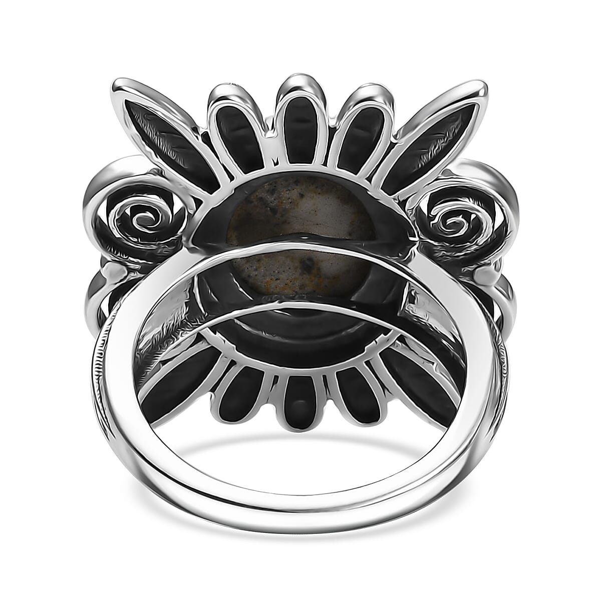 D'Joy Artisan Crafted White Buffalo 4.70 ctw Native American Ring in Black Oxidized Sterling Silver (Size 8.0) image number 4