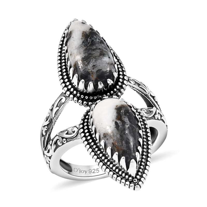 D'Joy Artisan Crafted White Buffalo 6.00 ctw Southwest Ring in Black Oxidized Sterling Silver (Size 10.0)