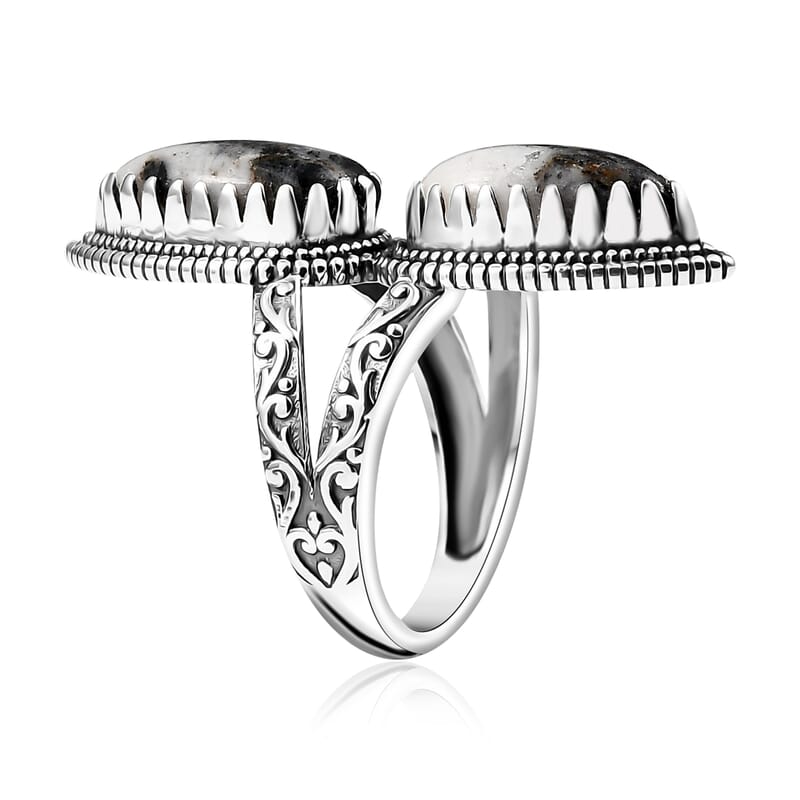 D'Joy Artisan Crafted White Buffalo 6.00 ctw Southwest Ring in Black Oxidized Sterling Silver (Size 10.0)