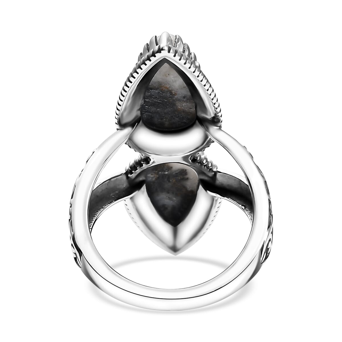 Artisan Crafted White Buffalo 6.00 ctw Fancy Ring in Black Oxidized Sterling Silver (Size 10.0) image number 4