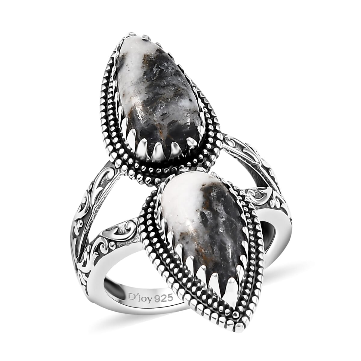 D'Joy Artisan Crafted White Buffalo 6.00 ctw Southwest Ring in Black Oxidized Sterling Silver (Size 6.0) image number 0
