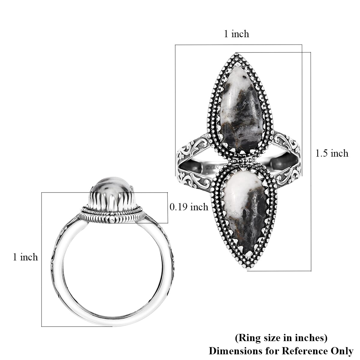 D'Joy Artisan Crafted White Buffalo 6.00 ctw Southwest Ring in Black Oxidized Sterling Silver (Size 6.0) image number 5