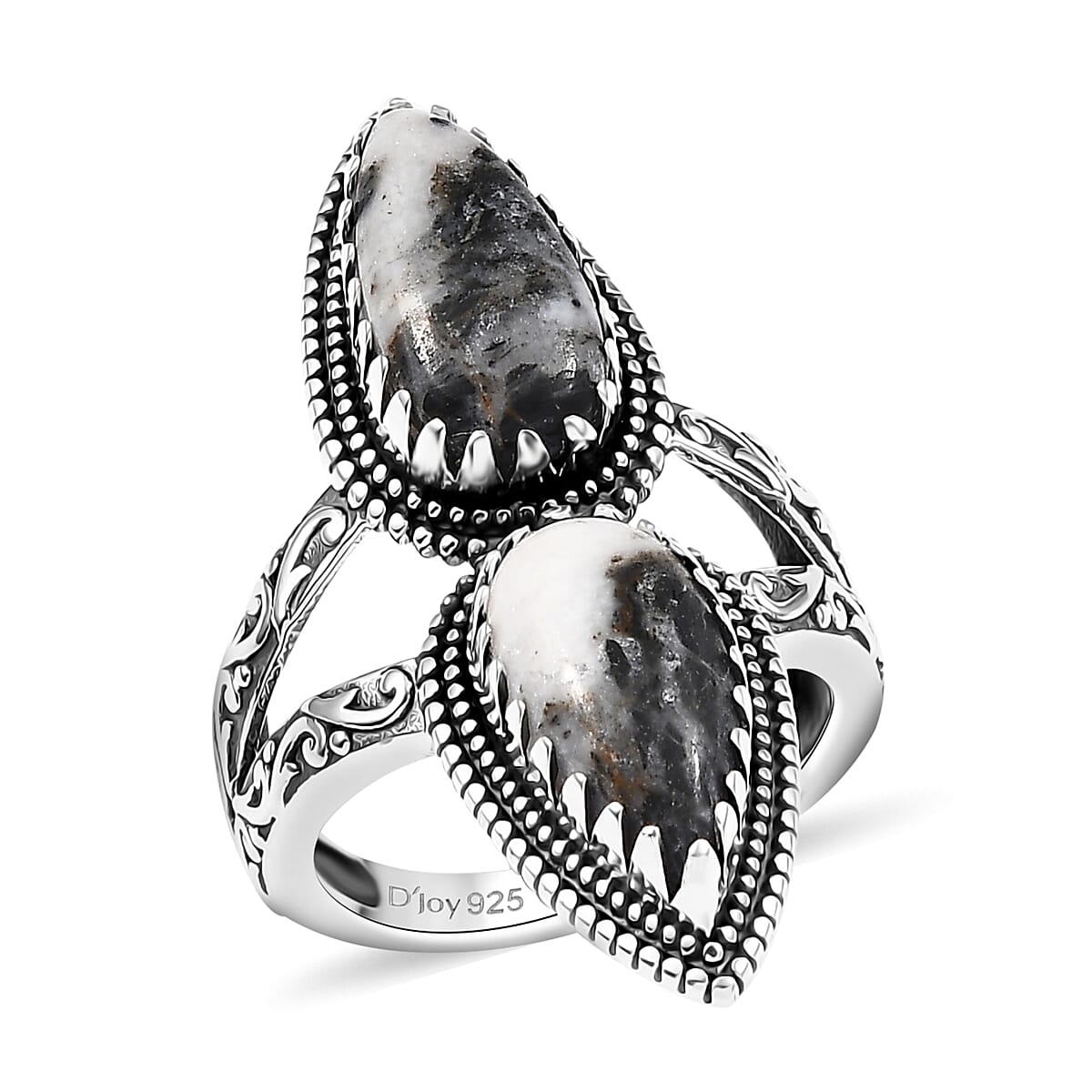 D'Joy Artisan Crafted White Buffalo 6.00 ctw Southwest Ring in Black Oxidized Sterling Silver (Size 8.0) image number 0