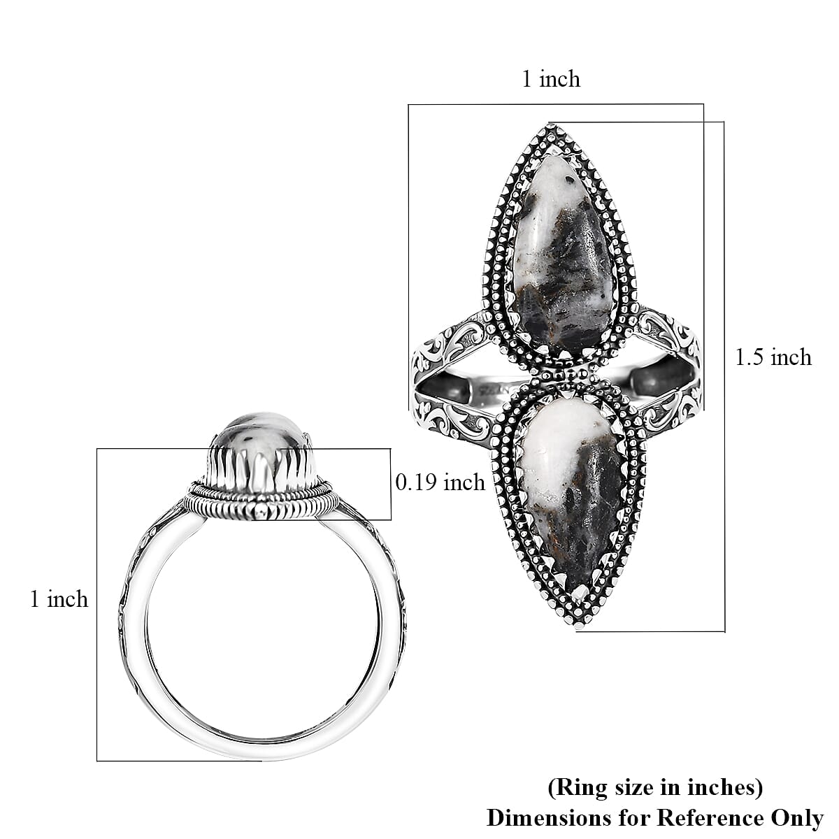 D'Joy Artisan Crafted White Buffalo 6.00 ctw Southwest Ring in Black Oxidized Sterling Silver (Size 8.0) image number 5