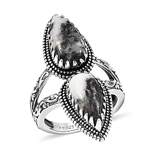 D'Joy Artisan Crafted White Buffalo 6.00 ctw Southwest Ring in Black Oxidized Sterling Silver (Size 9.0)