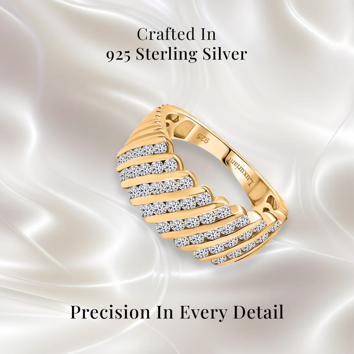 Luxuriant Lab Grown Diamond G-H SI 1.00 ctw Ring in 18K Vermeil Yellow Gold Over Sterling Silver (Size 7.0) image number 2