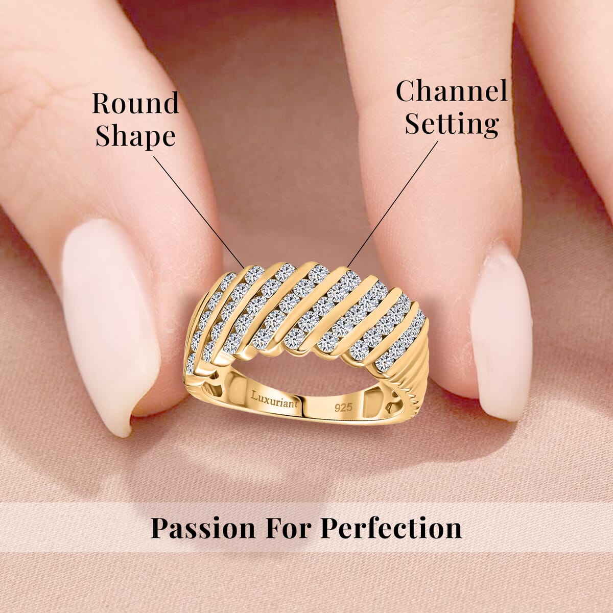 Luxuriant Lab Grown Diamond G-H SI 1.00 ctw Ring in 18K Vermeil Yellow Gold Over Sterling Silver (Size 7.0) image number 5