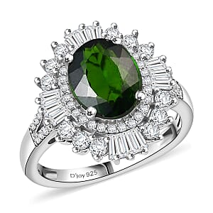D'Joy Chrome Diopside and Moissanite 3.60 ctw Starburst Ring in Rhodium Over Sterling Silver (Size 8.0)