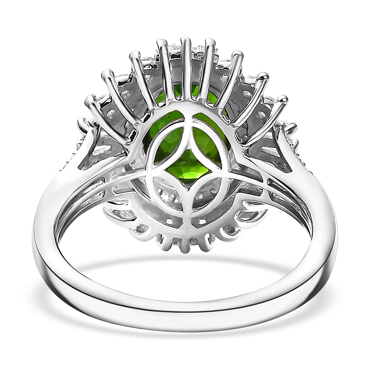 D'Joy Chrome Diopside and Moissanite 3.60 ctw Starburst Ring in Rhodium Over Sterling Silver (Size 8.0) image number 4