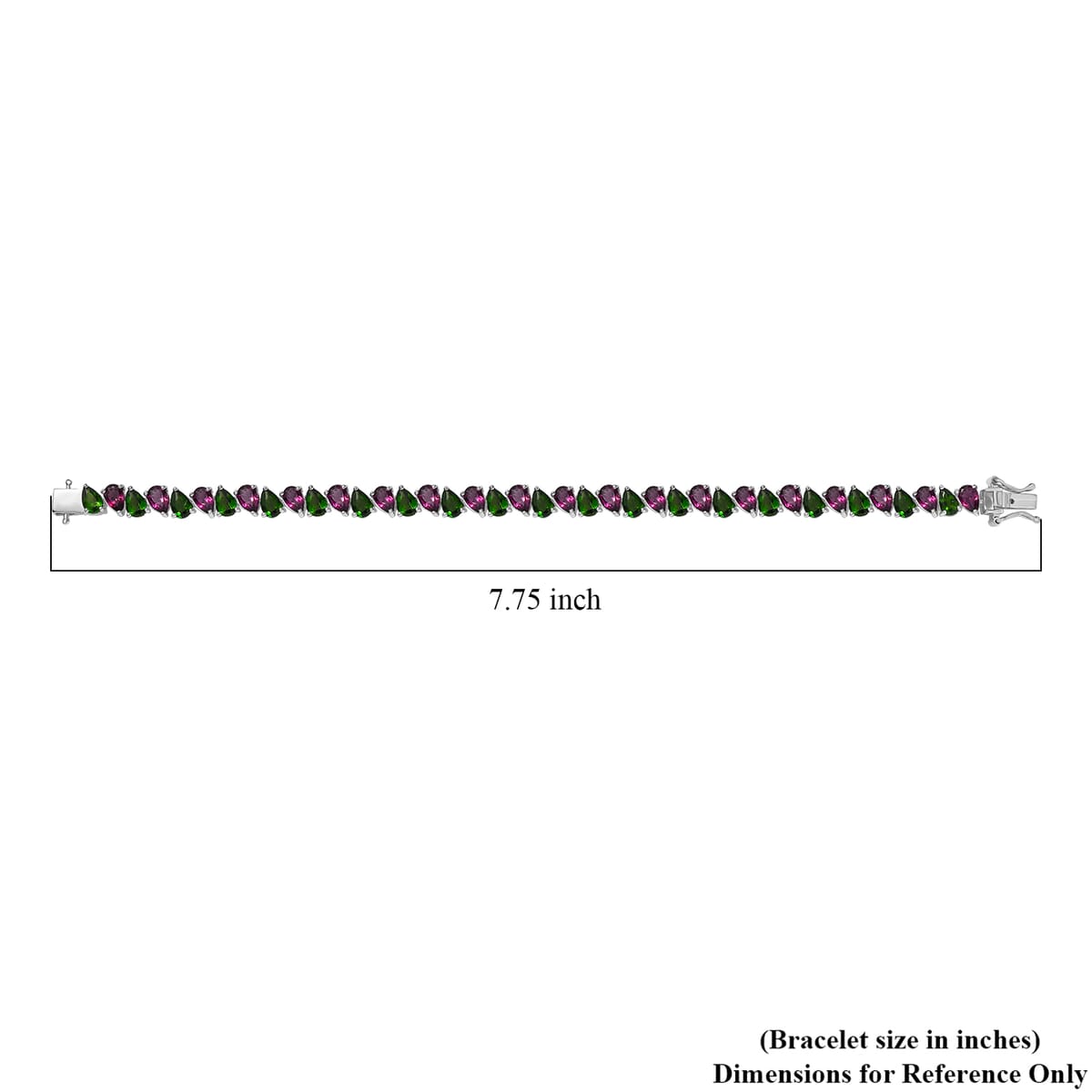 D'Joy Chrome Diopside and Orissa Rhodolite Garnet 19.90 ctw Leaves Bracelet in Rhodium Over Sterling Silver (7.25 In) image number 4