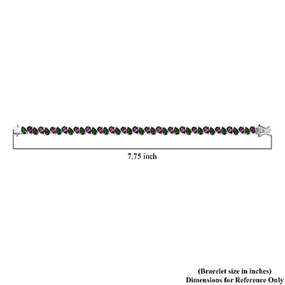 D'Joy Chrome Diopside and Orissa Rhodolite Garnet 19.90 ctw Leaves Bracelet in Rhodium Over Sterling Silver (7.25 In)