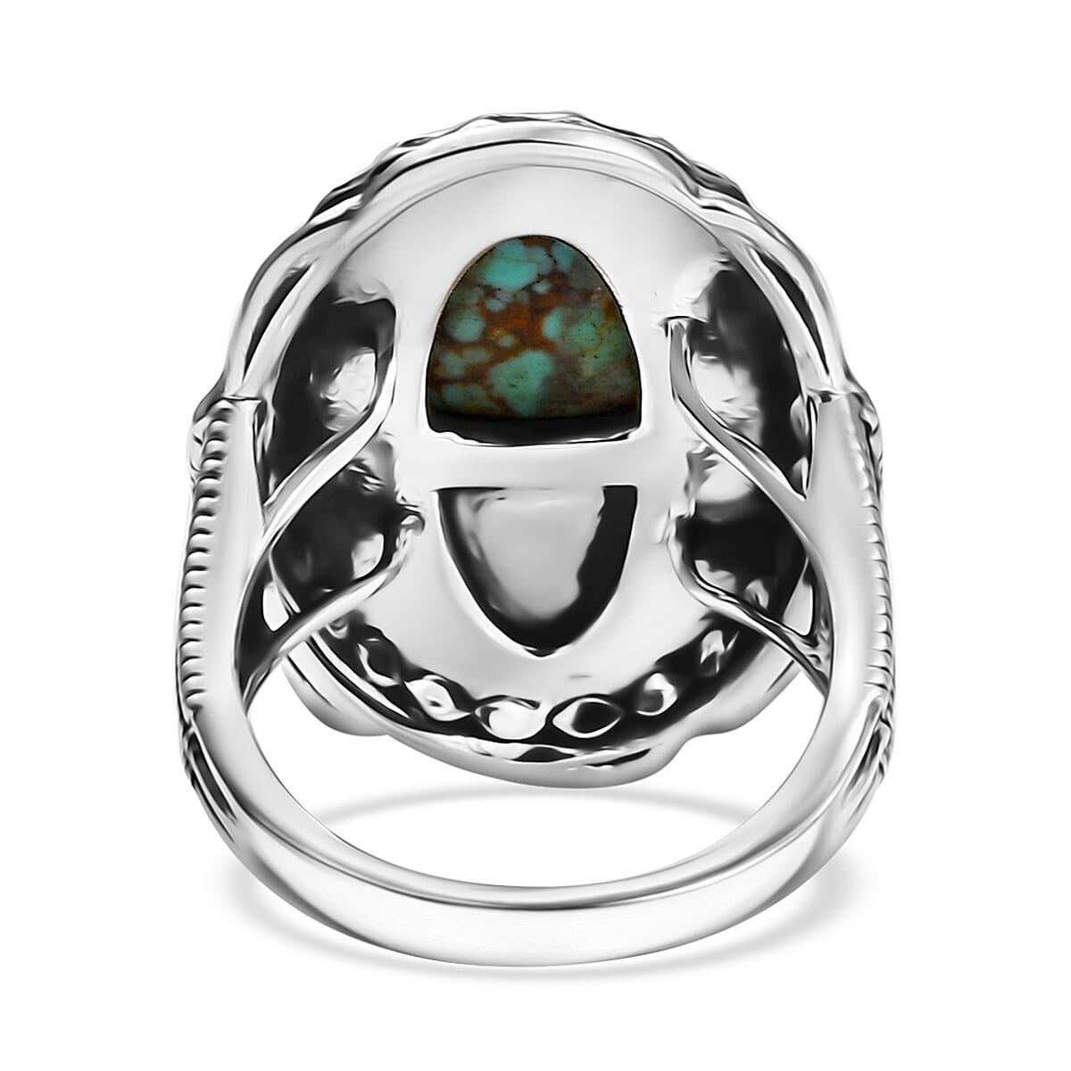 D'Joy Artisan Crafted Blue Moon Turquoise 2.50 ctw Cowboy Hat Ring in Black Oxidized Sterling Silver (Size 7.0) image number 4