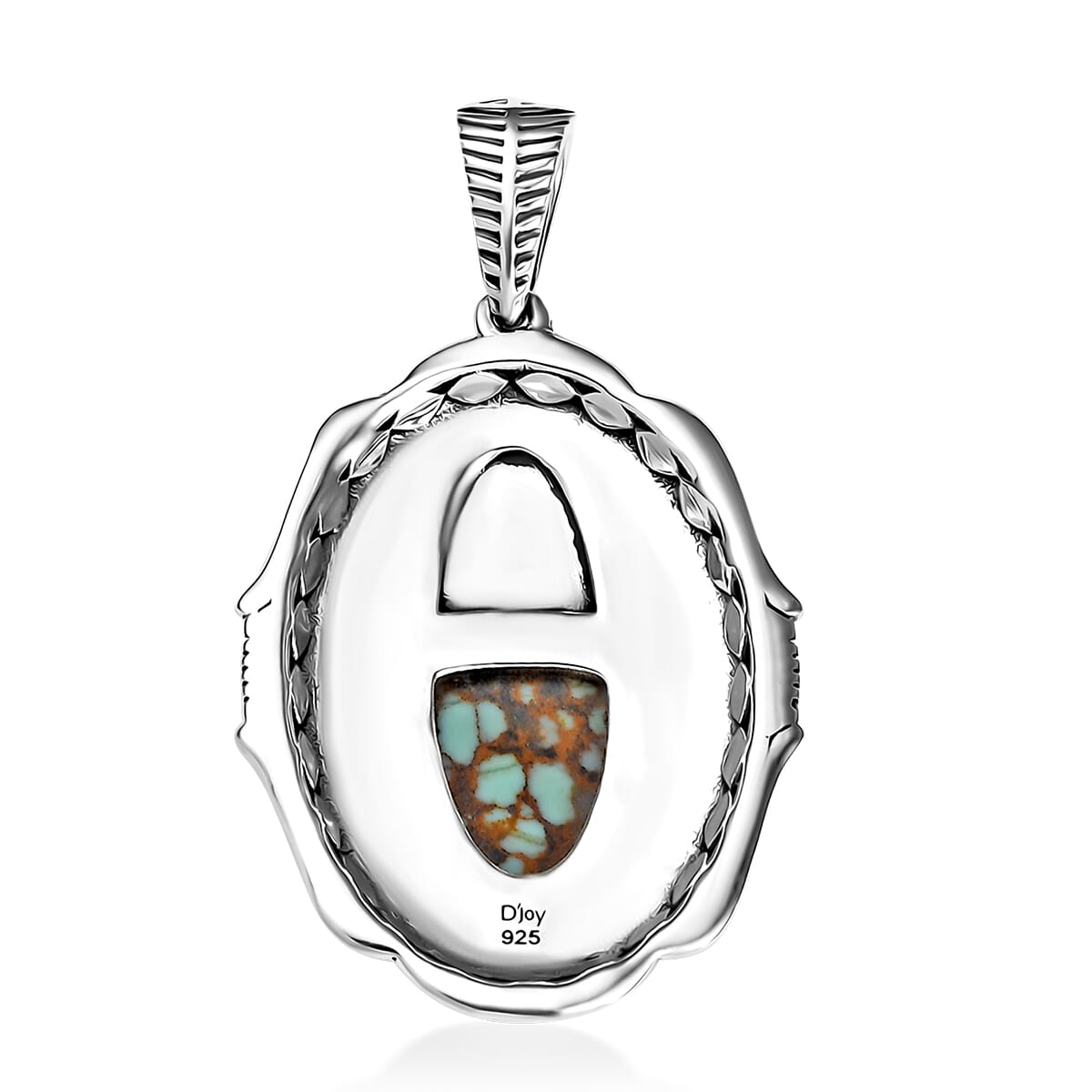 D'Joy Artisan Crafted Blue Moon Turquoise 2.60 ctw Cowboy Hat Pendant without Chain in Black Oxidized Sterling Silver image number 4