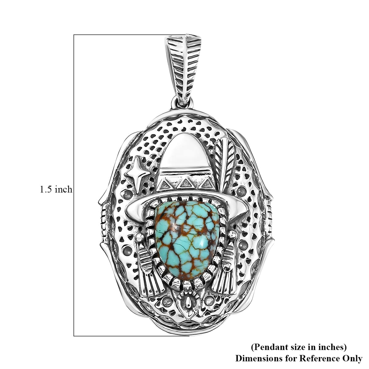 D'Joy Artisan Crafted Blue Moon Turquoise 2.60 ctw Cowboy Hat Pendant without Chain in Black Oxidized Sterling Silver image number 5
