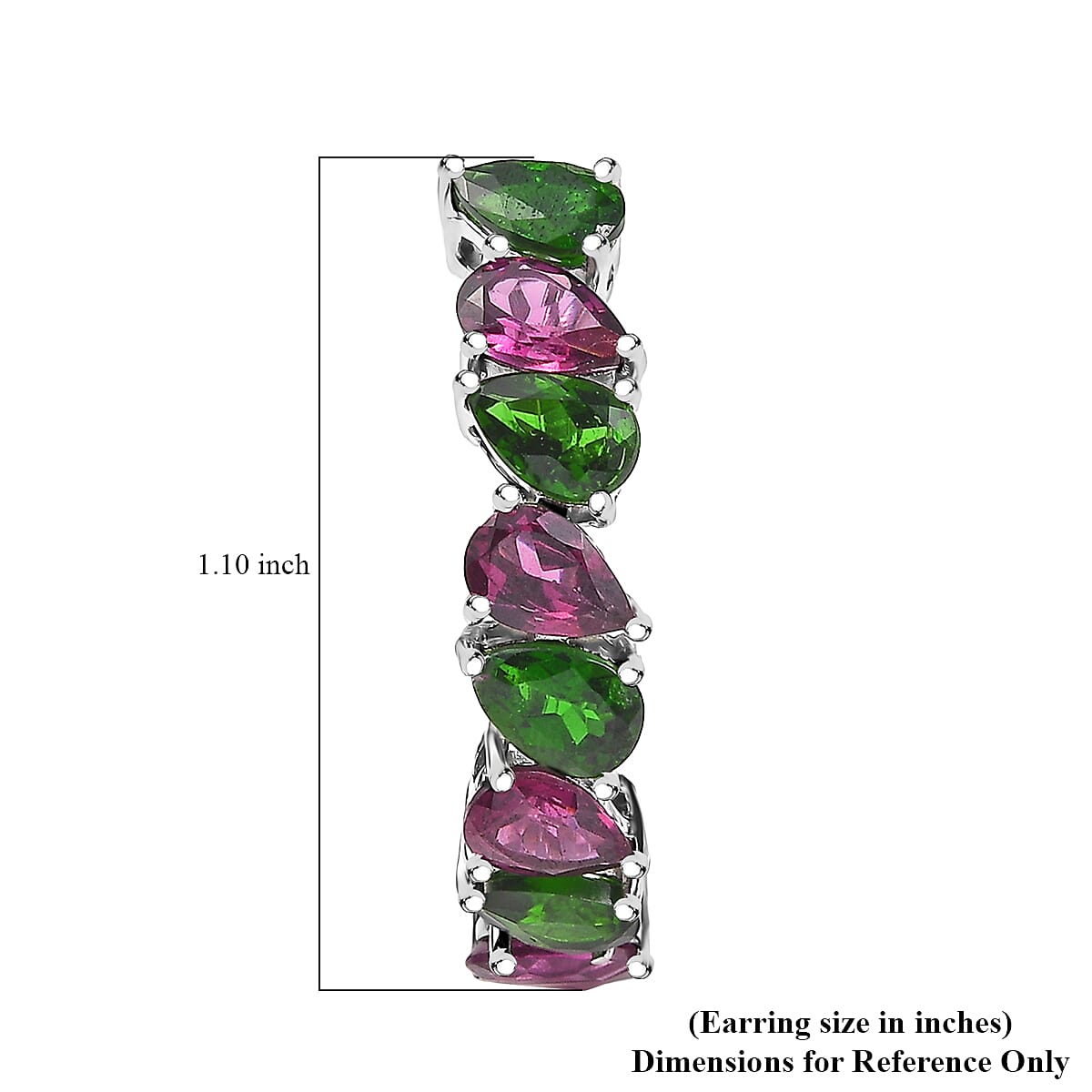 D'Joy Orissa Rhodolite Garnet and Chrome Diopside 7.35 ctw Leaves Earrings in Rhodium Over Sterling Silver