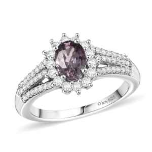Premium Tanzanian Lavender Spinel and Moissanite 1.60 ctw Ring in Rhodium Over Sterling Silver (Size 10.0)
