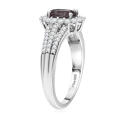 D'Joy Royal Lavender Spinel and Moissanite 1.60 ctw Ring in Rhodium Over Sterling Silver (Size 10.0)