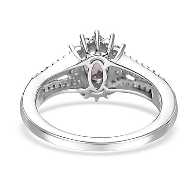 D'Joy Royal Lavender Spinel and Moissanite 1.60 ctw Ring in Rhodium Over Sterling Silver (Size 10.0)