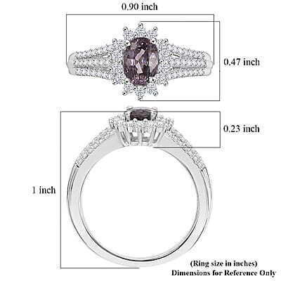 D'Joy Royal Lavender Spinel and Moissanite 1.60 ctw Ring in Rhodium Over Sterling Silver (Size 10.0)