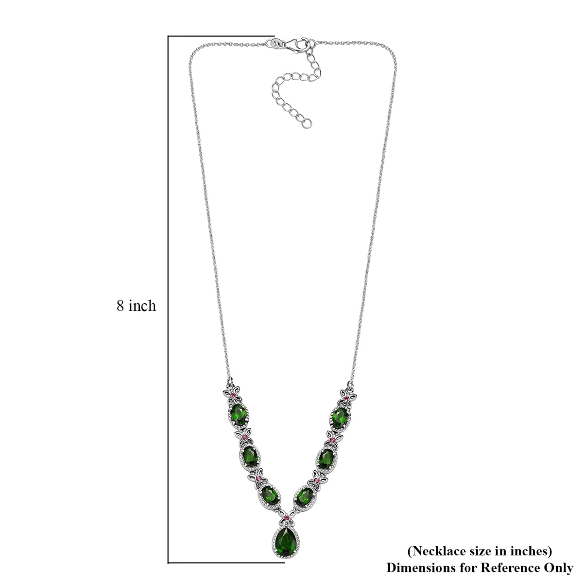 D'Joy Chrome Diopside and Orissa Rhodolite Garnet 4.20 ctw Butterfly Necklace in Rhodium Over Sterling Silver 18 Inches image number 5