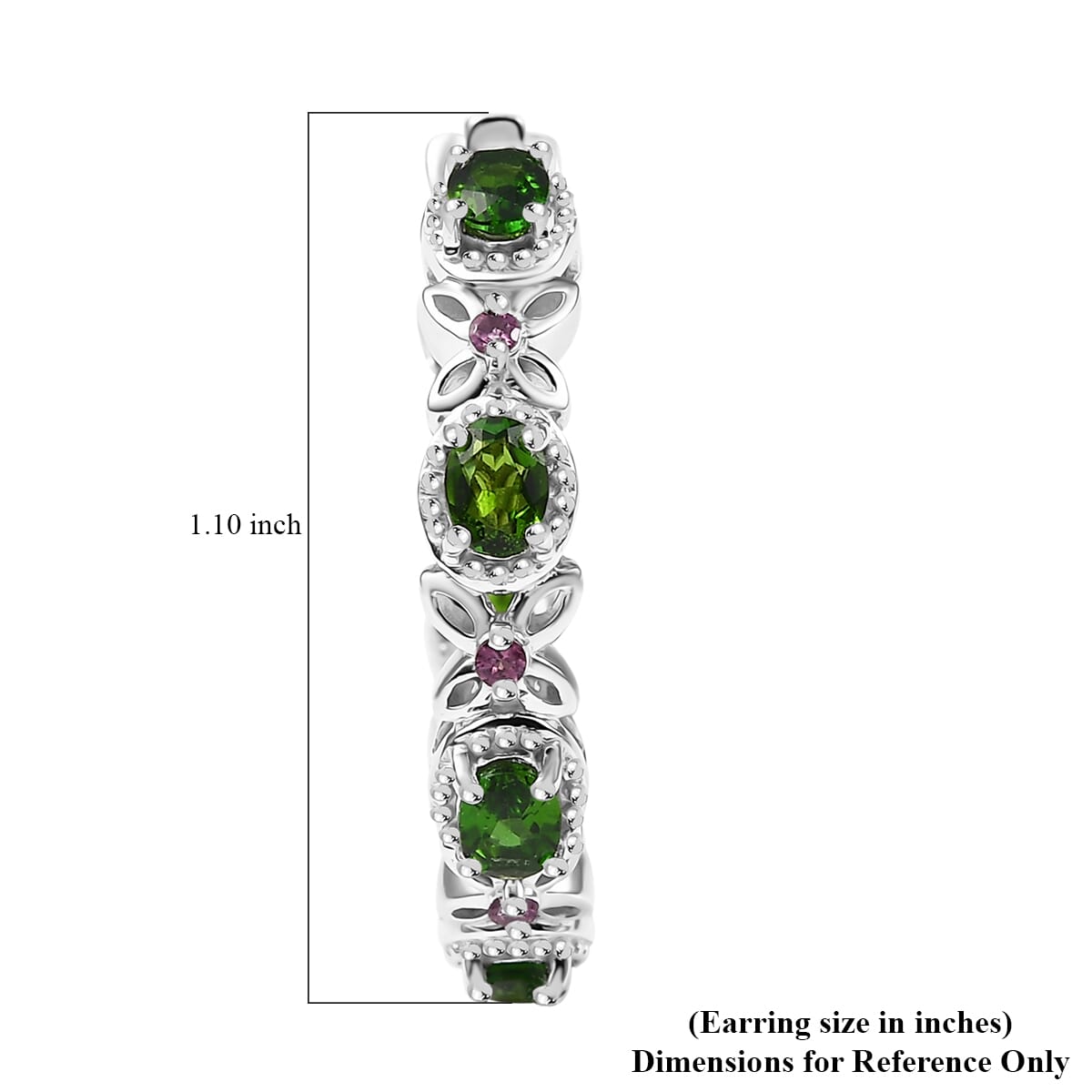 D'Joy Chrome Diopside and Orissa Rhodolite Garnet 2.50 ctw Butterfly Earrings in Rhodium Over Sterling Silver image number 4