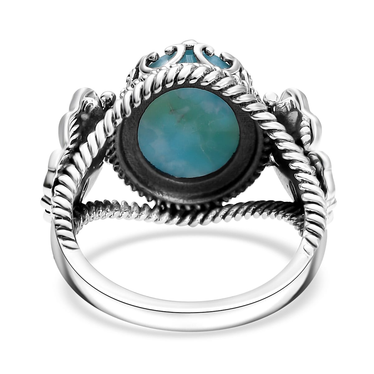 D'Joy Artisan Crafted Larimar 5.50 ctw Butterfly Ring in Black Oxidized Sterling Silver (Size 9.0) image number 4
