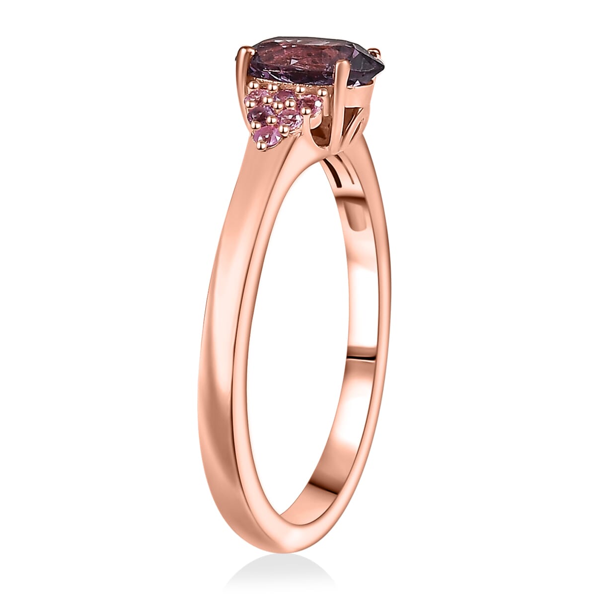 D'Joy Royal Lavender Spinel and Madagascar Pink Sapphire 1.00 ctw Floral Bloom Ring in 18K Vermeil Rose Gold Over Sterling Silver (Size 10.0) image number 3