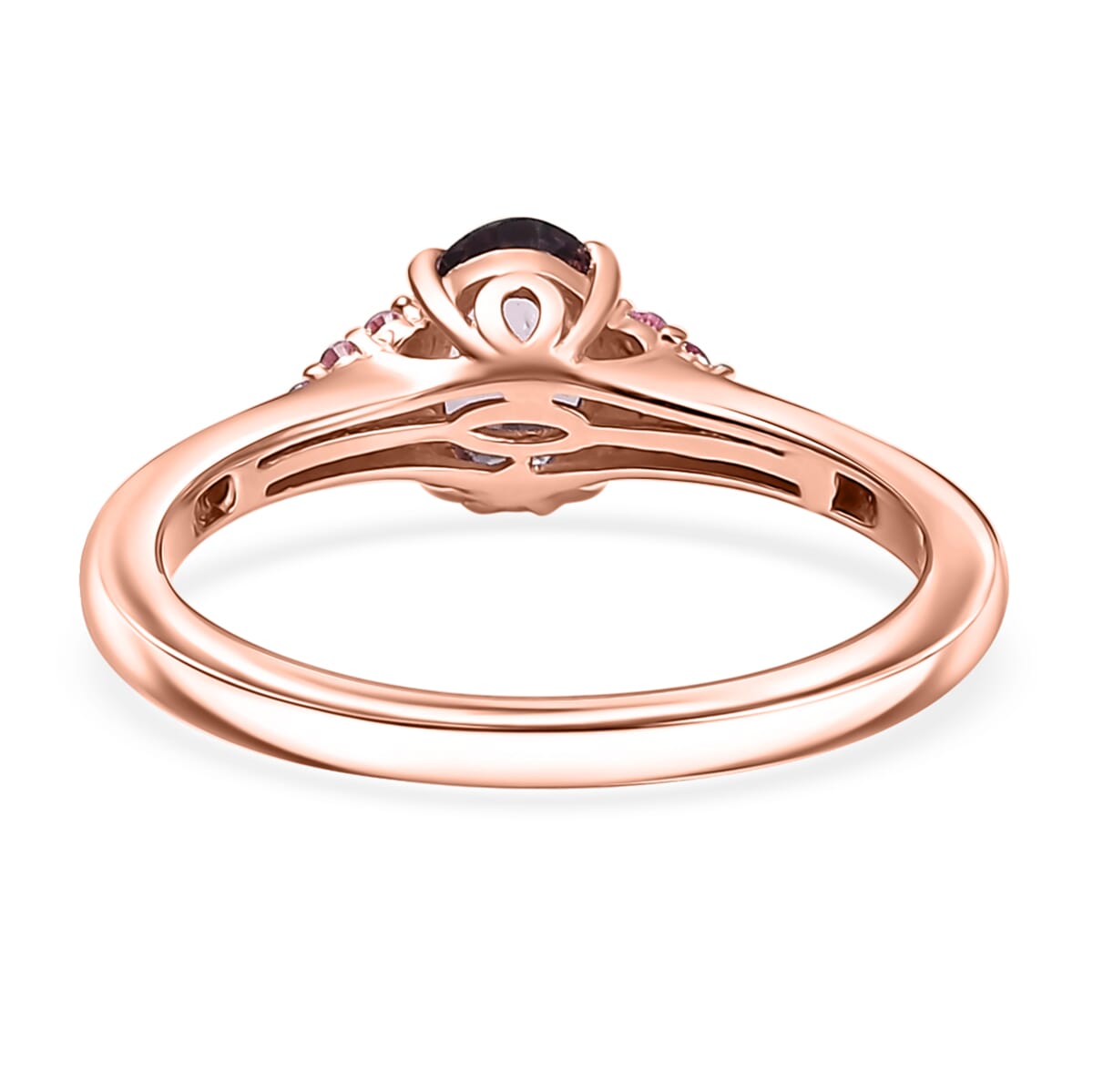 D'Joy Royal Lavender Spinel and Madagascar Pink Sapphire 1.00 ctw Floral Bloom Ring in 18K Vermeil Rose Gold Over Sterling Silver (Size 10.0) image number 4